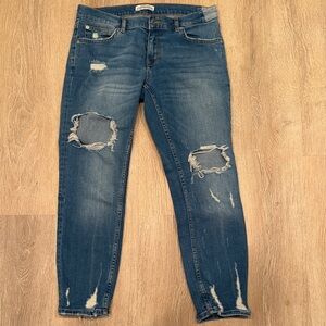 Zara Blue Distressed Skinny Jeans